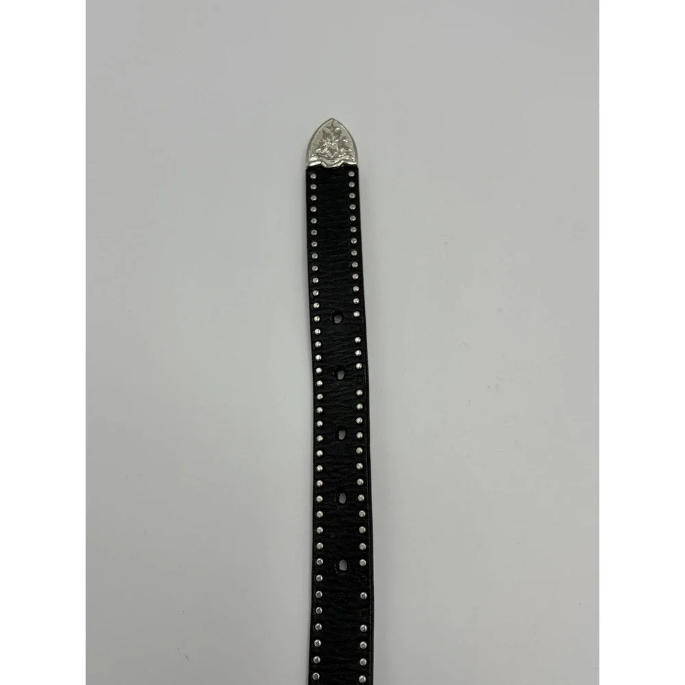 Nocona Black Leather Western Belt w/ Stones Small 22 N4420401 Silver Tone Buckle